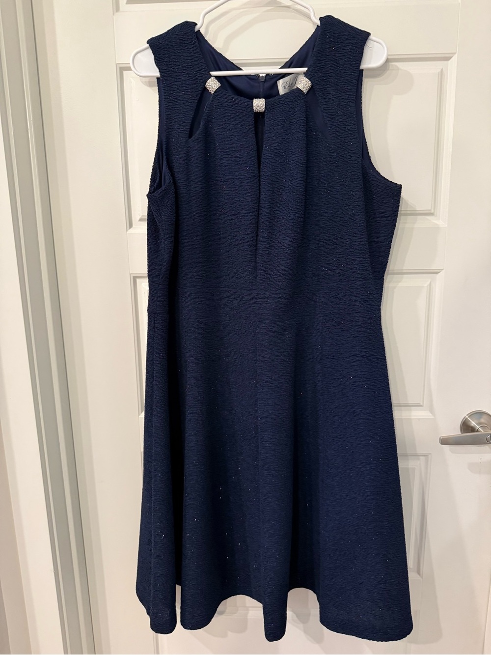 Eliza J navy blue dress with subtle textured weave